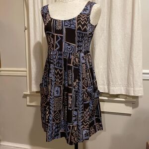 city triangles blue and black multicolor dress with pockets size small